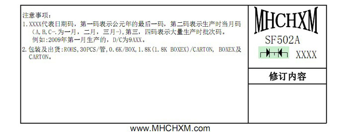 MHCHXM品牌超快恢复二极管SFF502A