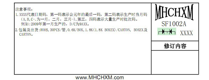 MHCHXM品牌超快恢复二极管SFF1002A