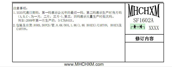 <a href='/' class='keys' title='点击查看关于MHCHXM的相关信息' target='_blank'>MHCHXM</a>品牌超快恢复二极管SFF1602A